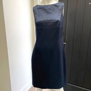 Peter Nygard Pure New Wool Classic Sleeveless Sheath Midi Dress Navy Blue Sz 8